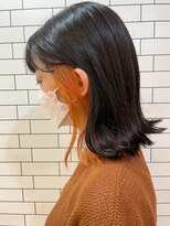 オーストヘアー リュウール(Aust hair Lueur) 外ハネボブ×インナーカラーオレンジ　K セクションカラー