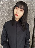 黒髪ミディ ぱっつんミディ レイヤー