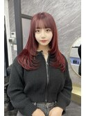 ワインレッド×レイヤーカット【韓国ヘア　梅田】