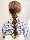 デザインカラーレイヤーカットウェットヘア夏オリーブベージュ