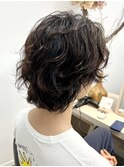 ツイストスパイラルパーマメンズマッシュ刈り上げ　奥東巧真