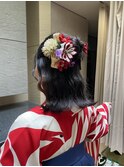 ハーフアップ×袴着付け