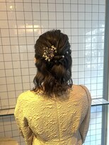 ハーフアップ　パールアレンジ　お呼ばれヘア　ボブアレンジ