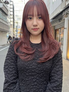 ロチカバイドールヘアー 心斎橋(Rotika by Doll hair) pink color  ×  layer cut