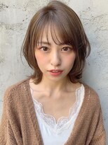 こなれヘア美髪艶感セミディ小顔カット薄めバング#261f0625