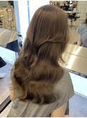 韓国ヘア顔周りレイヤーミルクティーベージュグレージュカラー