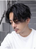 仙台ニュアンスパーマメンズカットセンターパートウルフ30代緩め