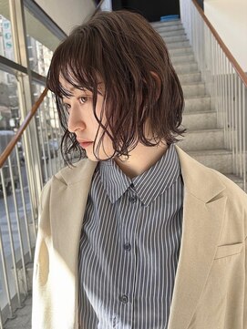 トリッカ 銀座(tricca) ボブパーマ/クセ毛風パーマ/ニュアンスパーマ/ブラウン/前髪