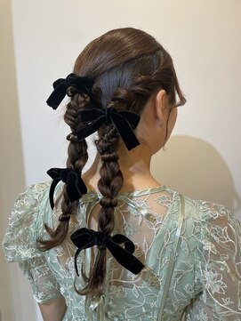 グレイスアンジュ 名駅(Grace Unge) 名古屋 ツインヘアセット×ベロアリボン