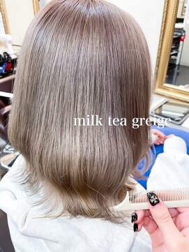 ミシェリー(misherry) イメチェンダークアッシュモードミルクティグレージュ韓国風ボブ