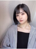 切りっぱなしボブ 透明感カラー シースルーバング