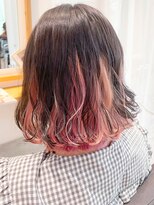 タイズ(ties) 20代30代大人可愛いダブルカラーバレイヤージュピンクブラウン