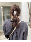 【Lomalia表参道】ヘアクリップでパーマアレンジ/シアーカラー