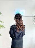 ヘアセットヘアアレンジハーフアップお呼ばれスタイル