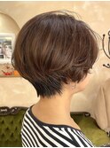 ★ショートボブ/くびれショート/くせ毛活かし/艶ベージュ/銀座