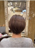 40代、50代ブリーチを使わない白髪ぼかし　西葛西　ショートボブ