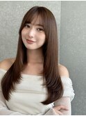 レイヤーカット髪質改善ココアベージュ小顔前髪カット仙台