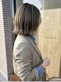外ハネ×ハイライト×シフォンベージュ