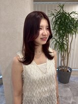 ホワイト(WHITE) ロングレイヤー 髪質改善カラー 縮毛矯正 オレンジカラー