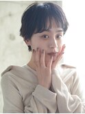 大人かわいい耳掛けハンサムマッシュショート前髪パーマカール
