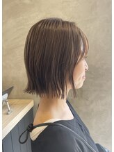 エッジ ヘア メイク(edge hair +make) 切りっぱなしボブ/外ハネ/ハイライトカラー/アッシュベージュ