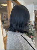 透明感ネイビーブルー髪質改善艶カラー