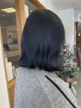 ヘアーメイクブランニュー セントラル 西大寺店(hair make Brand new central) 透明感ネイビーブルー髪質改善艶カラー