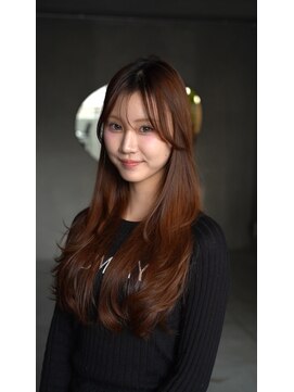 レノラ 本町(LENORA) 美髪ミディアムレイヤーカットデジタルパーマチェリーブラウン
