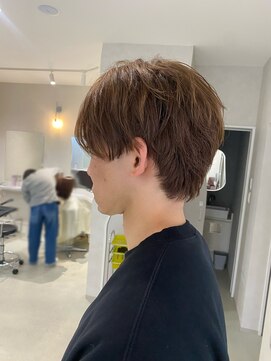 トラップヘアー ブリーチなし透明感ブラウン×大人マッシュ