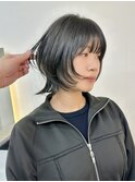 ウルフカットレイヤー黒髪ハッシュカットレイヤーウルフパーマ