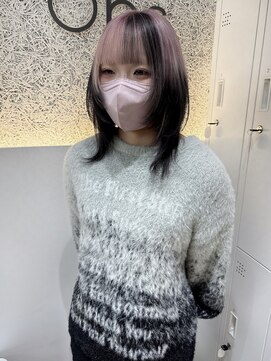 オプス 大名店(Ops) ☆やっぱりこれ！ホワイトピンク×ブラック×ミディアムレイヤー