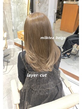 エッセ 大阪梅田茶屋町店(esse) 【梅田】レイヤーカット×ミルクティーベージュ