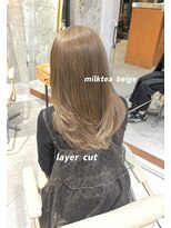 エッセ 大阪梅田茶屋町店(esse) 【梅田】レイヤーカット×ミルクティーベージュ