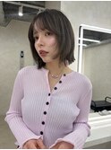 レイヤーカット/レイヤーボブ/ミルクティーベージュ顔周りカット