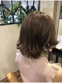 グレージュミディアム　外ハネ　ボブ【MUSE藤が丘店】