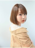 流しバング 内巻きボブ アッシュカラー★★