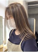 コントラストベージュハイライト かき上げグラデーションカラー
