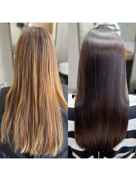 ミントリーフ(Mint leaf) 【髪質改善】カラーエステ　ビフォーアフター