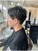 【soy-kufu】MEN'S HAIRアッシュブラックマッシュパーマ
