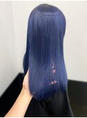 【ロング×2ブリーチ艶ネイビーブルー】