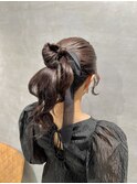 【高めポニーテール】結婚式/二次会/同窓会/銀座/有楽町/ヘア