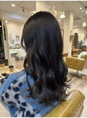 ロング×透明感ブリーチ無しアッシュグレーカラー