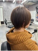 イメチェン/レッドブラウン/フルバング/似合わせカット/愛甲石田