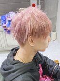 ピンクベージュカラー/束感マッシュ