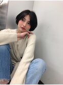 スタイル矯正カット/前髪なしショート/うる艶髪/ノームコア