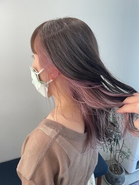 トレス(TRESS) インナーカラーピンク　イヤリングカラー　ペールぴんく