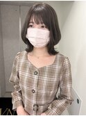 ラベンダーグレージュ×外ハネミディアム