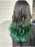 グラデーションカラー/ブリーチ/グリーン/大人可愛い