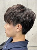メンズ/アップバング/ツーブロックマッシュ/束感ショート波巻き