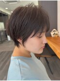 大人ラフウェーブ20代30代40代ボブブラウンスウィングショート